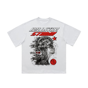 Psychedelic graffiti t-shirt hell slogan top in white