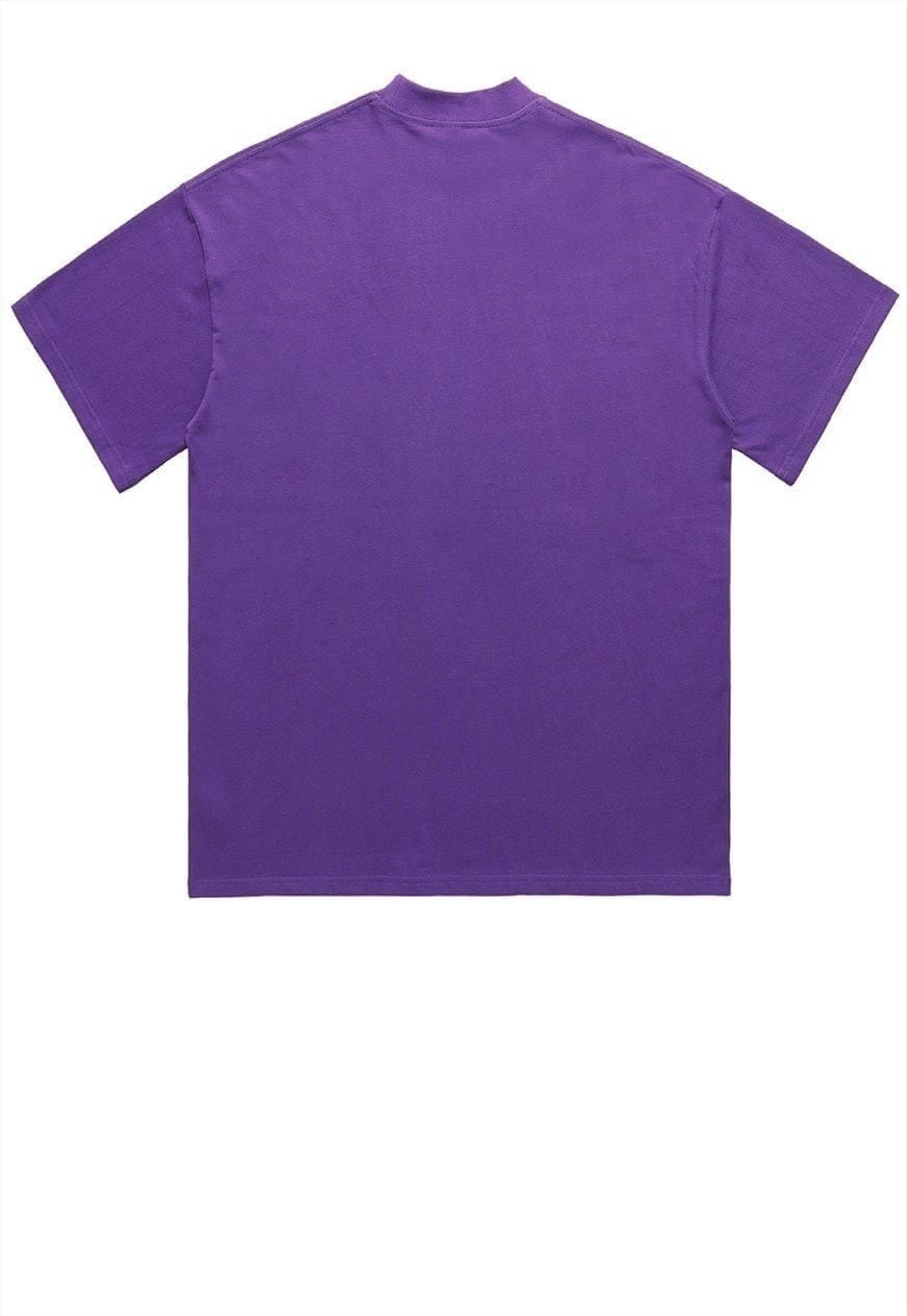 Emoji print t-shirt grunge tee retro raver smile top purple