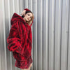 Luxury snake jacket faux fur python print bomber handmade fluffy catwalk fleece puffer premium grunge hooded coat in red black