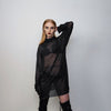 Transparent turtleneck top sheer raised neck sweatshirt see-through punk jumper thin mesh going out party t-shirt catwalk tee in black