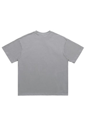 Knuckle ring print t-shirt grunge tee gangster top in grey