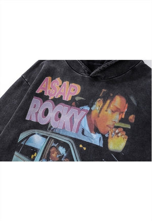 ASAP Rocky hoodie hip-hop pullover rapper jumper in grey