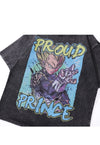 Vegeta print t-shirt Anime tee Dragon ball top vintage grey