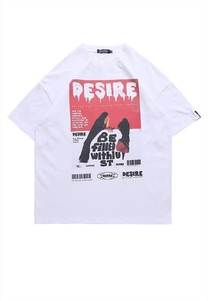 Retro poster print t-shirt punk tee grunge top in pink