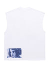 Tulip print sleeveless t-shirt retro tank top surfer vest