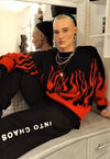 Flame knitted sweater red fire boxy fit knitwear jumper red