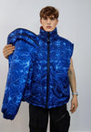 Thunder bomber reversible rave jacket detachable puffer blue