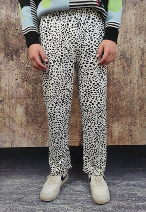 Leopard print joggers thin animal print overalls in white