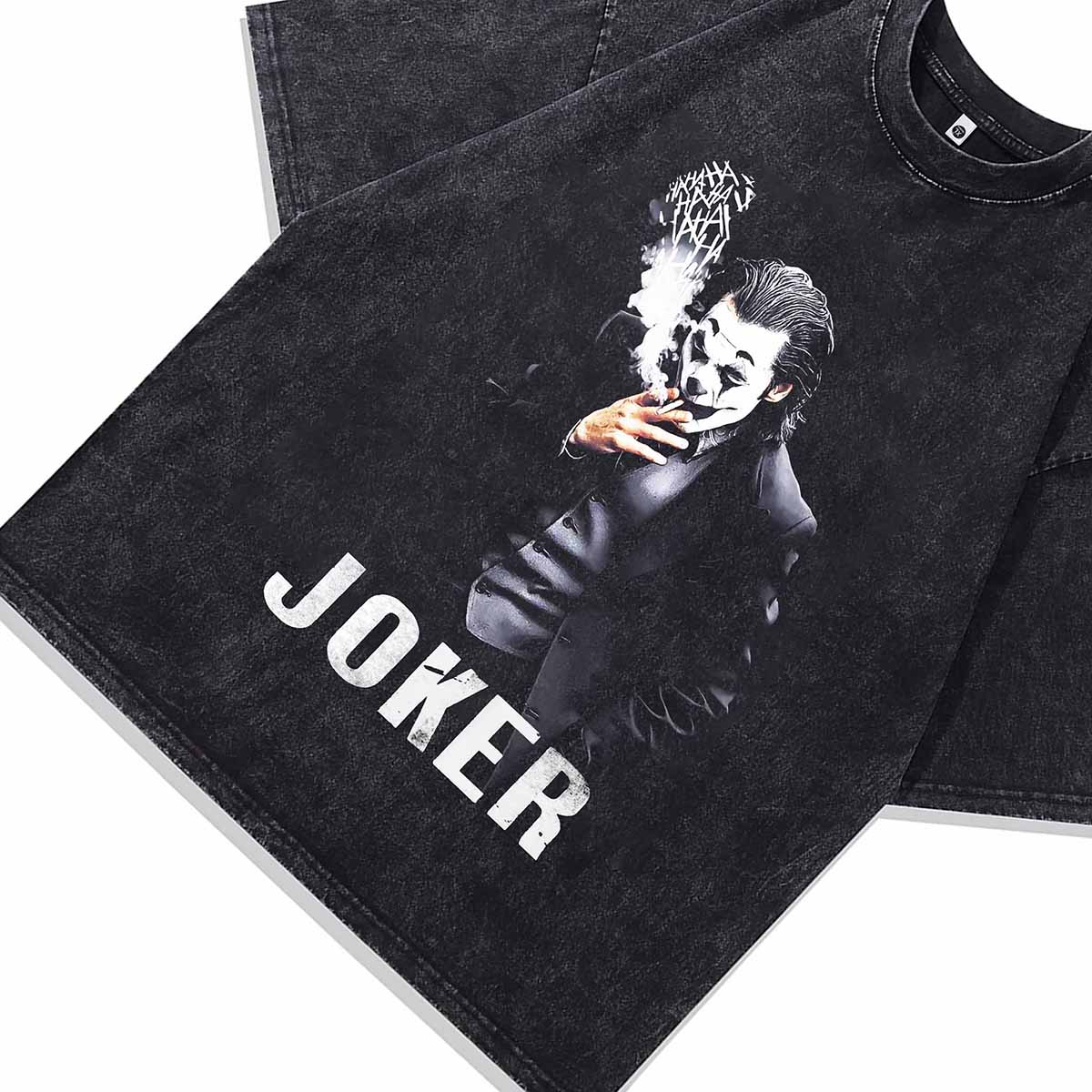 Joker vintage t-shirt clown cartoon tee creepy top in acid grey