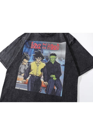 Grunge t-shirt old anime tee retro Dragon ball Z top in grey