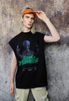 Alien print sleeveless t-shirt UFO tank top old surfer vest