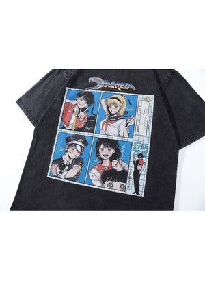 Anime t-shirt Japanese cartoon tee retro Manga top black