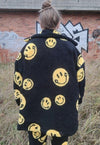 Emoji fleece jacket handmade 2 in 1 retro smile coat black