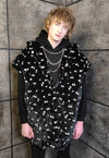 Cherry fleece coat handmade 2in1 fruit trench jacket black