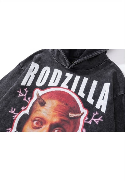 Dennis Rodman hoodie vintage wash pullover Rodzilla jumper