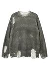 Oil wash ripped sweater grey knitted distressed punk jumper