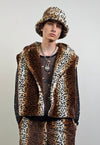 Short leopard trench coat brown cropped animal print jacket