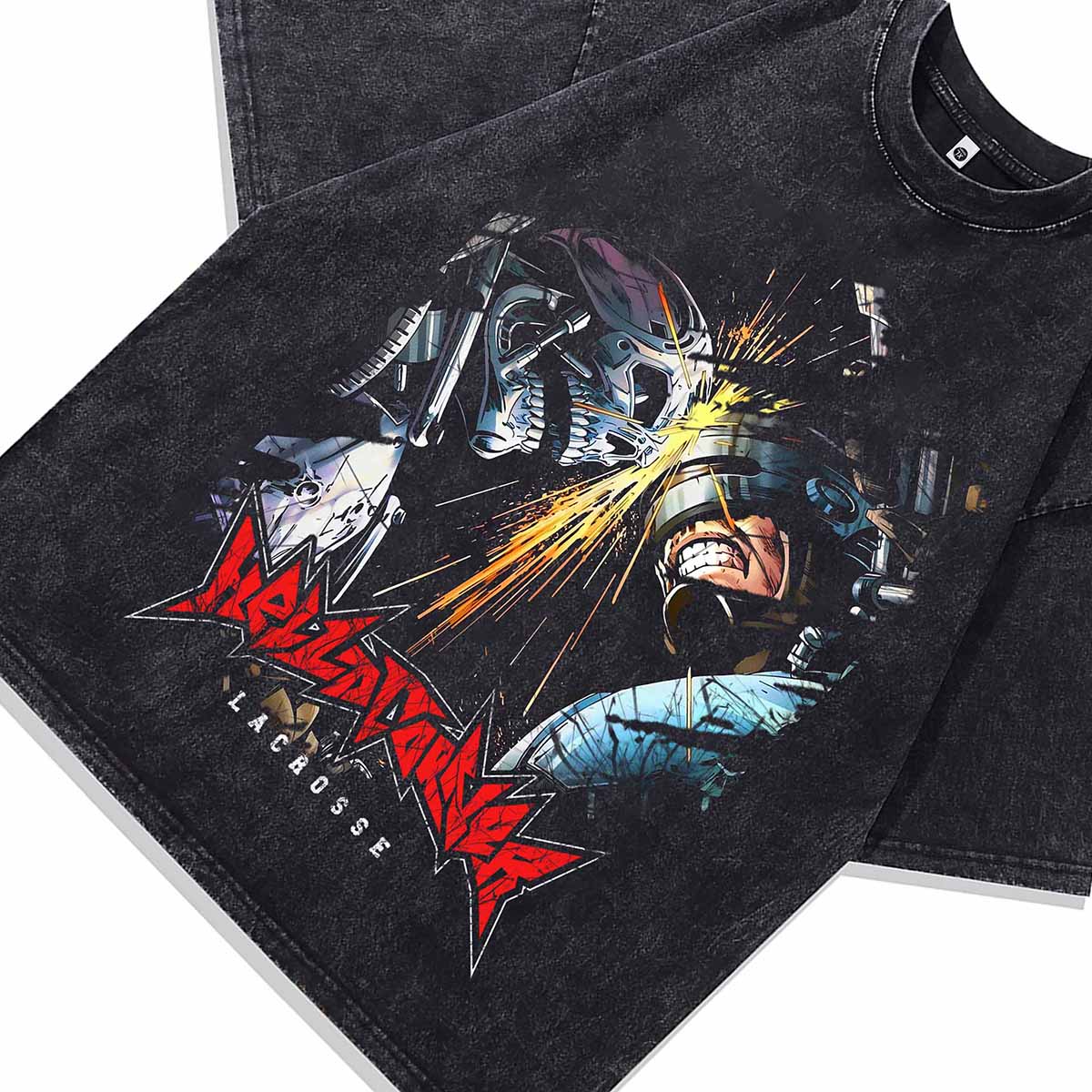 Robocop vintage t-shirt robot cartoon tee futuristic top in acid grey