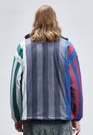 Striped corduroy bomber racing jacket motorsports puffer