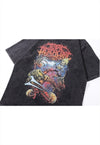 Anime t-shirt Japanese cartoon tee vintage wash top in grey