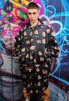 Teddy bear jacket handmade punk windbreaker in black