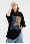 Thermal t-shirt raver tee grunge skater top in black