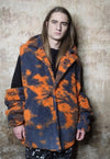 Camo fleece jacket handmade 2in1 abstract trench coat orange