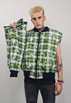 Spider print varsity jacket green checked reversible bomber