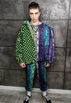 Snake jacket purple handmade reversible python fleece coat