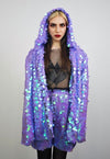 Purple haze sequin jacket hooded mermaid Eras bomber