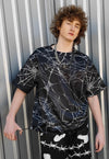 Spiderweb print t-shirt handmade Gothic tee punk top black