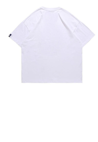 Rapper print t-shirt hip-hop graffiti retro tee in white