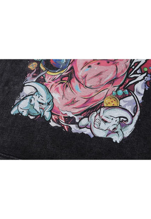 Anime print t-shirt Dragon ball Z tee Japanese top in grey