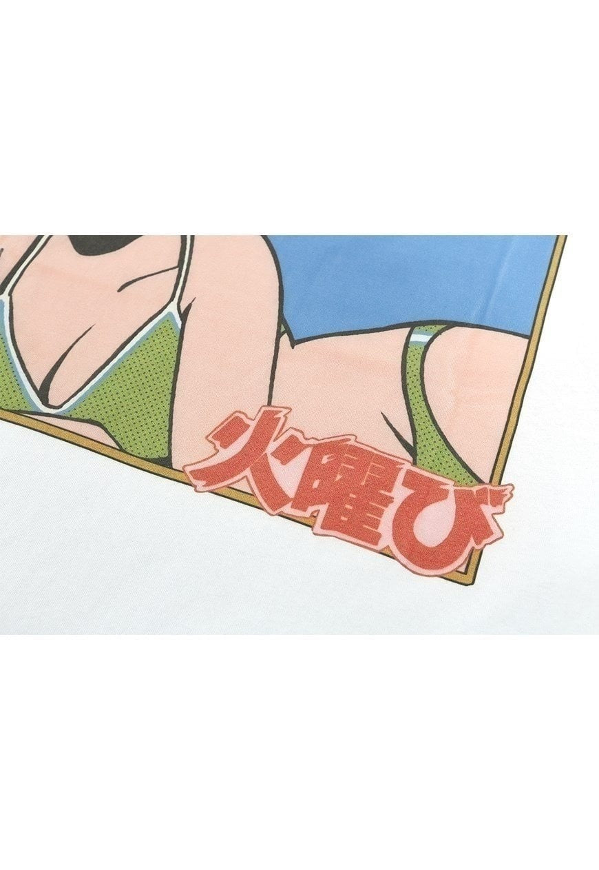 Anime girl print t-shirt Manga tee Japanese retro top white