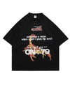 Scorpion print t-shirt Devil slogan top grunge tee in black