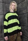 Punk stripe sweater distressed grunge jumper in green black