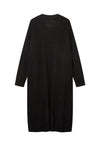 Cardigan dress cable knitted extreme length sweater in black