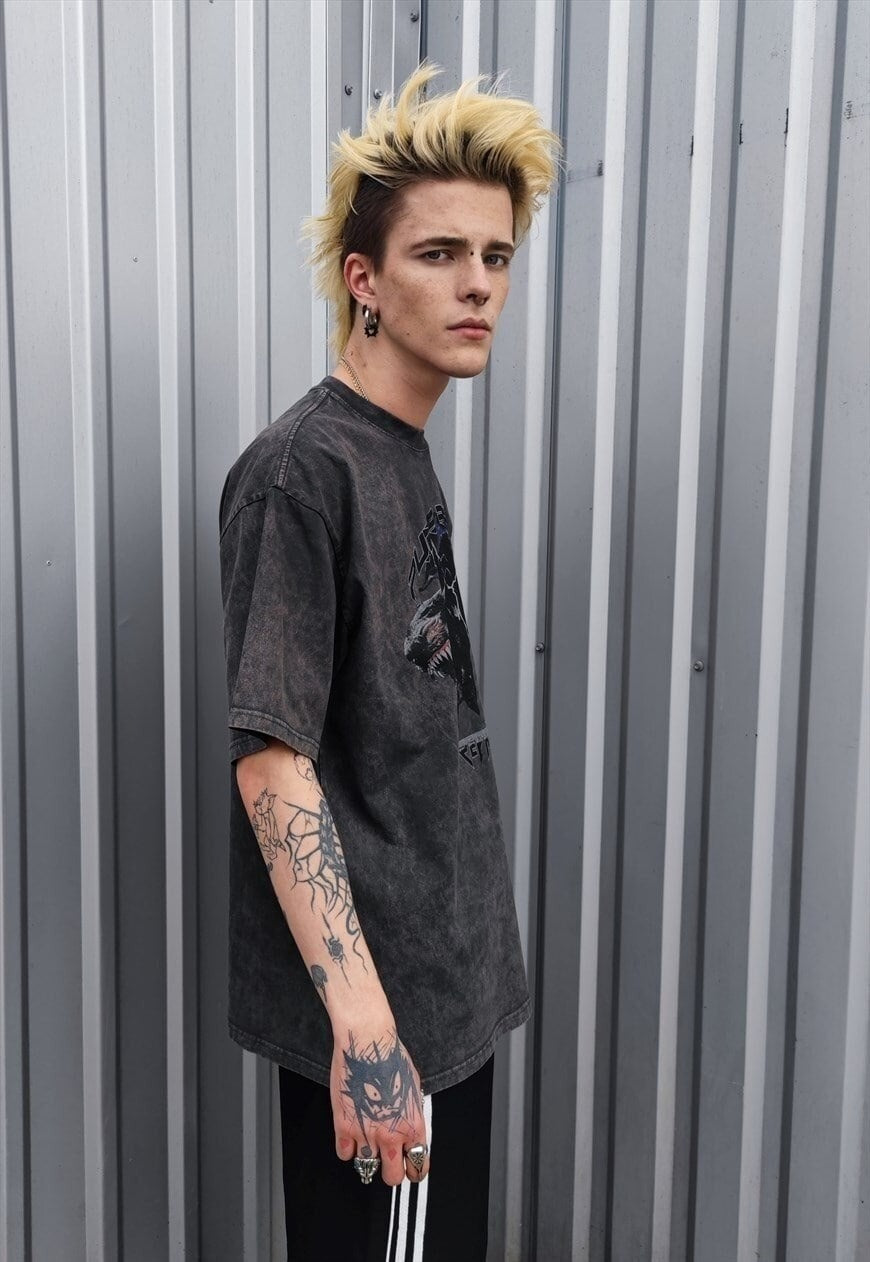 Doberman t-shirt Pinscher tee vintage wash dog top grey