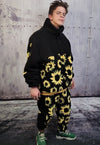 Sunflower fleece bomber handmade daisy floral sports jacket