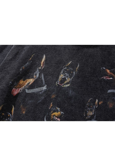 Doberman hoodie dog pullover Pinscher print top in grey