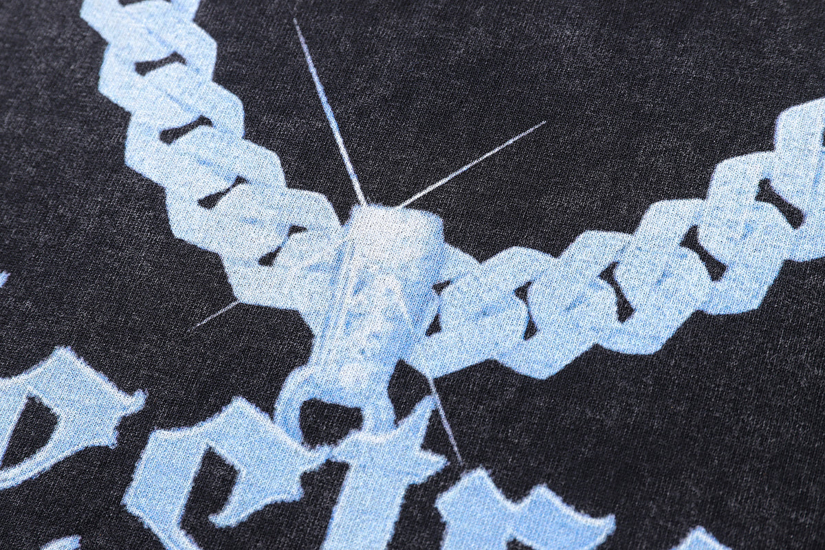 Chain print t-shirt gangster tee Y2k rapper top in vintage grey