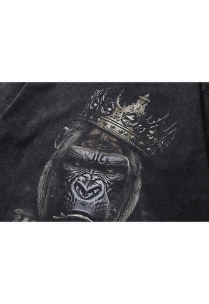 King Kong t-shirt guerilla tee monkey print top vintage grey