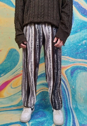 Contrast stripe joggers thin abstract pattern overalls brown