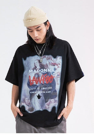 Madonna t-shirt saint tee grunge graffiti top in black