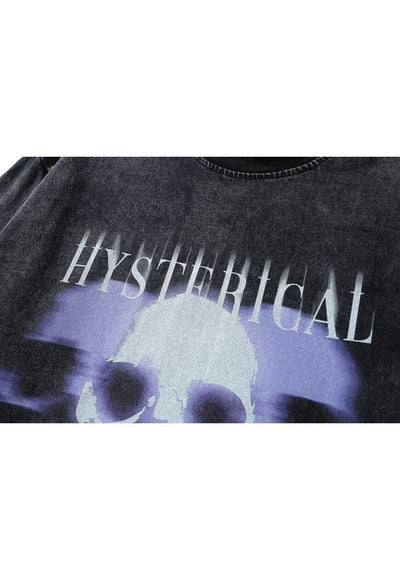 Skull t-shirt bones print long sleeve tee Gothic top black