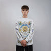 Jesus sweatshirt saint print top thin Christian jumper religious pattern sweater psychedelic pullover God worshipper t-shirt in grey