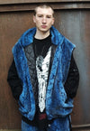 Python fleece Bomber 2in1 detachable snake jacket in blue