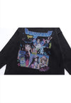 New Jeans sweater Anime knit distressed Korean jumper black