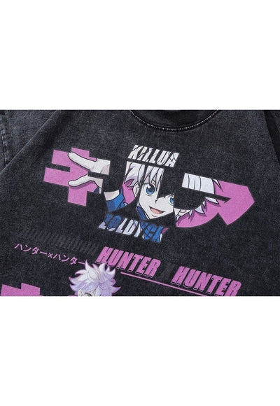 Hunter anime t-shirt retro Japanese cartoon tee in grey