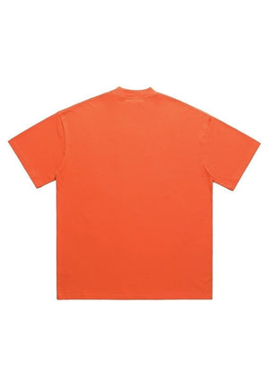 Punk print t-shirt gorpcore tee utility top in orange